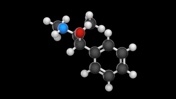 Efedrin Lék Stimulant Vzorec C10H15No Model Chemické Struktury Ball Stick — Stock video