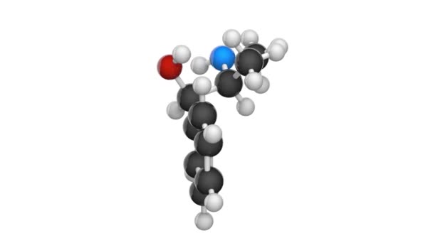 エフェドリンは薬であり刺激剤です C10H15No 化学構造モデル ボールとスティック 3Dレンダリング シームレスなループだ — ストック動画