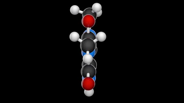 パラキサンチン Paraxanthine ジメチルキサンチン 構造的にカフェインに関連するキサンチンのジメチル誘導体である C7H8N4O2 化学構造モデル ボールとスティック 3Dレンダリング シームレスなループ — ストック動画