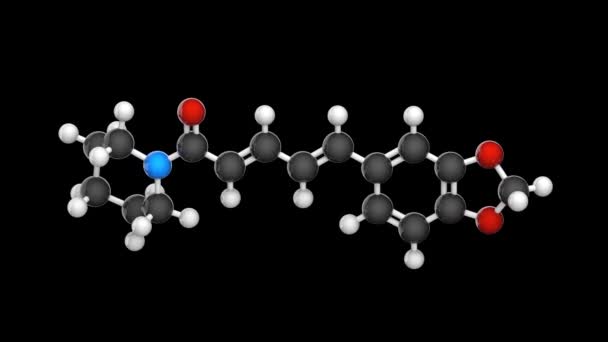 Piperineis Karabiber Uzun Biberin Keskinliğinden Sorumlu Alkali C17H19No3 Kimyasal Yapı — Stok video