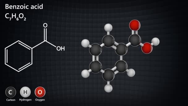 Ácido Benzoico Carbobenceno Ampliamente Utilizado Como Conservante Alimentario E210 Fórmula — Vídeo de stock