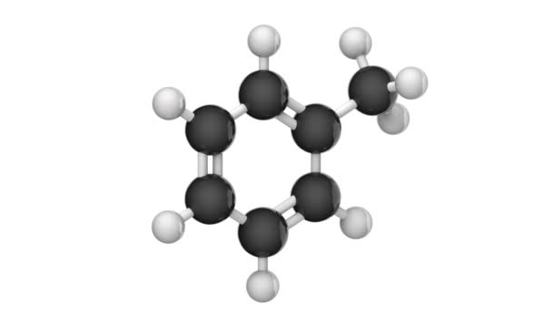 メチルベンゼン メチルベンゼン トルエン アニーゼン 広く使用されている工業用溶剤である C7H8 3Dレンダリング シームレスなループだ 化学構造モデル ボールとスティック — ストック動画