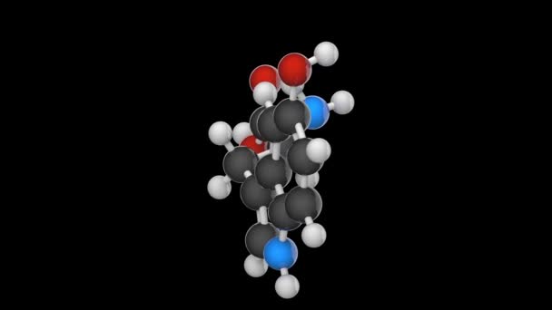 Estrutura Química Hidroxitriptofano Precursor Serotonina Intermediário Metabólico Triptofano C11H12N2O3 Renderização — Vídeo de Stock