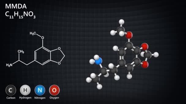 Mmda Methoxy Mda Amfetamin Sınıfının Bir Psikedelik Entaktojen Ilacıdır C11H15No3 — Stok video