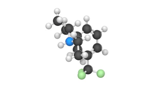 Fenfluramin Fintepla Fogyás Gyógyszer Molekula C12H16F3N Renderelés Zökkenőmentes Hurok Kémiai — Stock videók