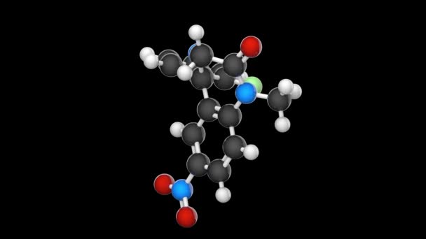 Flunitrazepam Rohypnol Hypnotická Molekula Léčiva Vzorec C16H12Fn3O3 Vykreslení Bezešvé Smyčky — Stock video