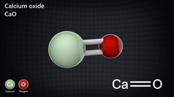 酸化カルシウムの分子構造 他の名前 クイックライム 焦げた石灰 裸の石灰 フォーミュラ 3Dレンダリング シームレスなループだ 化学構造モデル ボールと棒 — ストック動画