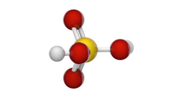 硫酸或电池酸 是一种无色的含油液体 分子式 H2So4 3D渲染 无缝圈 化学结构模型 球和棒 白人背景 — 图库视频影像