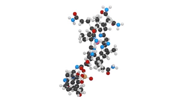 B12 Vitamin Cianokobalamin Kémiai Szerkezete Képlet C63H88Con14O14P Renderelés Zökkenőmentes Hurok — Stock videók