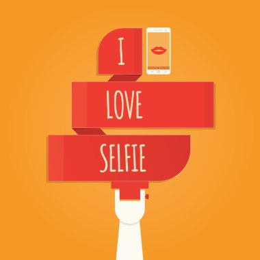 Selfie fotoğrafta üzerinde akıllı fon selfie, vektör çizim
