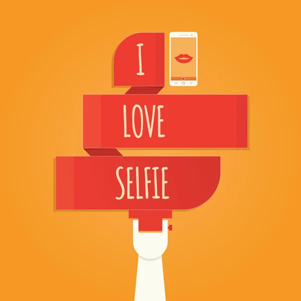 Ilustración vectorial de selfie, tomando foto selfie en Smart Phon — Vector de stock