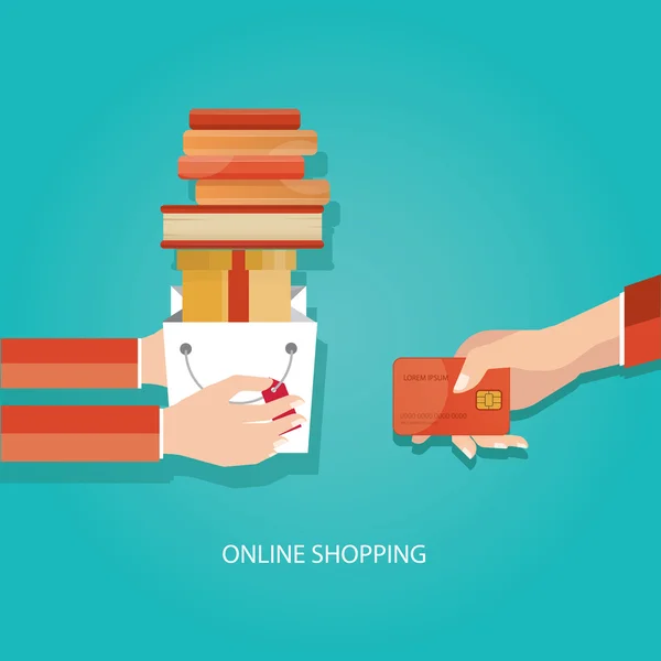 Векторная иллюстрация онлайновых покупок, служба доставки — стоковый вектор