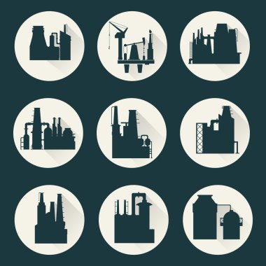  icons of factory for manufacturing products
