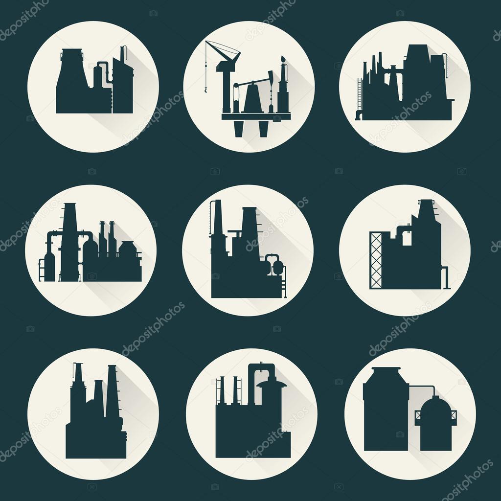  icons of factory for manufacturing products