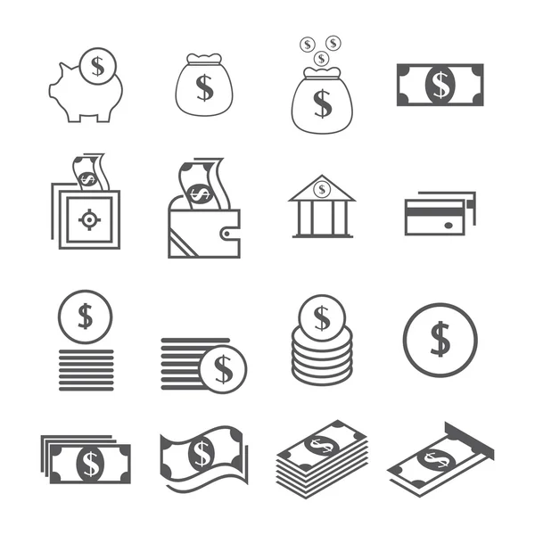 Moderno vector ilustración icono conjunto de dinero — Archivo Imágenes Vectoriales