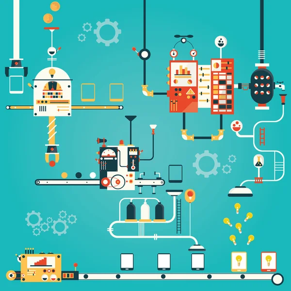 Ilustração vetorial moderna da fabricação de tablet pc — Vetor de Stock