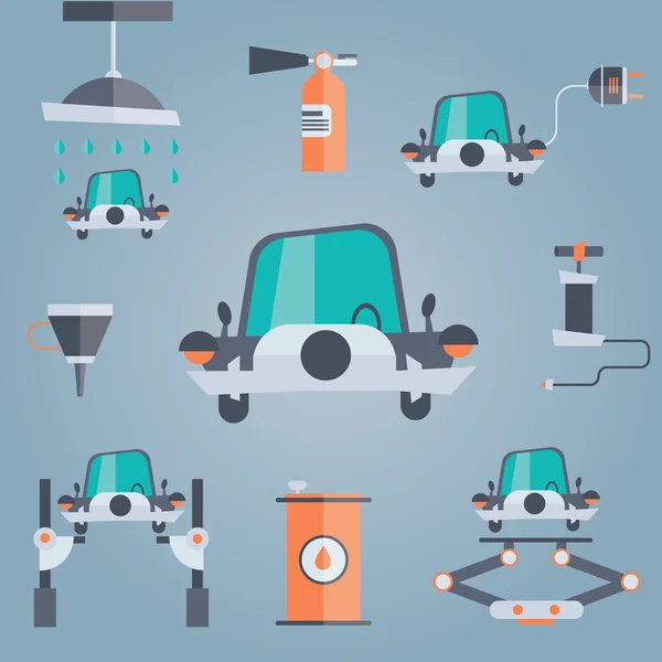 Moderna illustrazione vettoriale piatta di un servizio di riparazione auto — Vettoriale Stock
