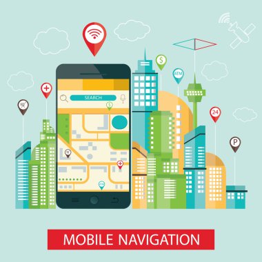 Mobil navigasyon modern çizimi.