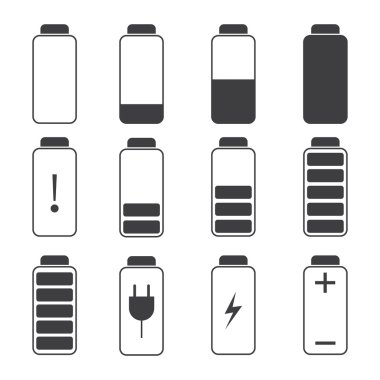 Modern bir pil sembolleri şarj gösterimi.