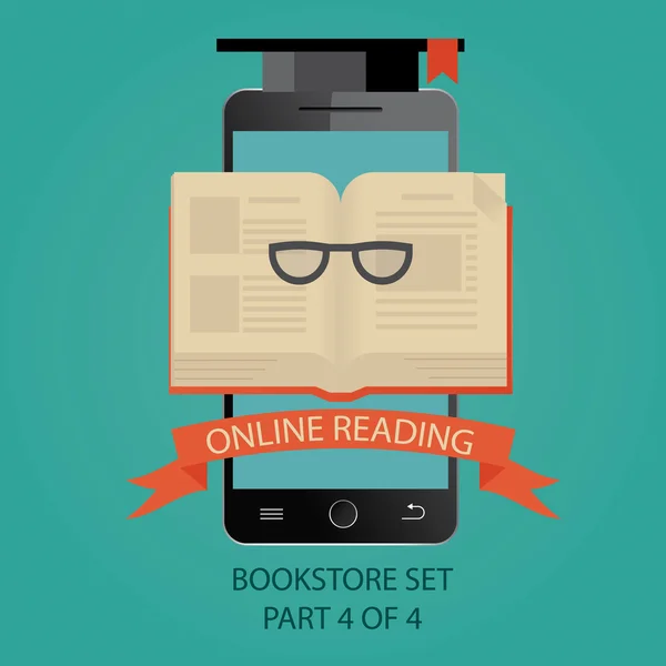 Moderní ilustrace on-line vzdělávání. Čtení online. — Stock fotografie