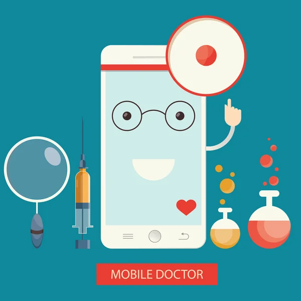 Modern vector illustration of mobile healthcare services,  online — Stock Vector