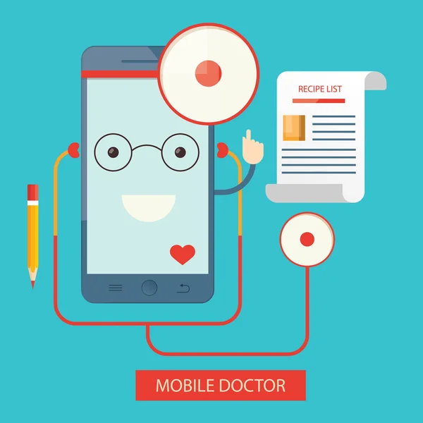 Modern vector illustration of mobile healthcare services,  online — Stock Vector