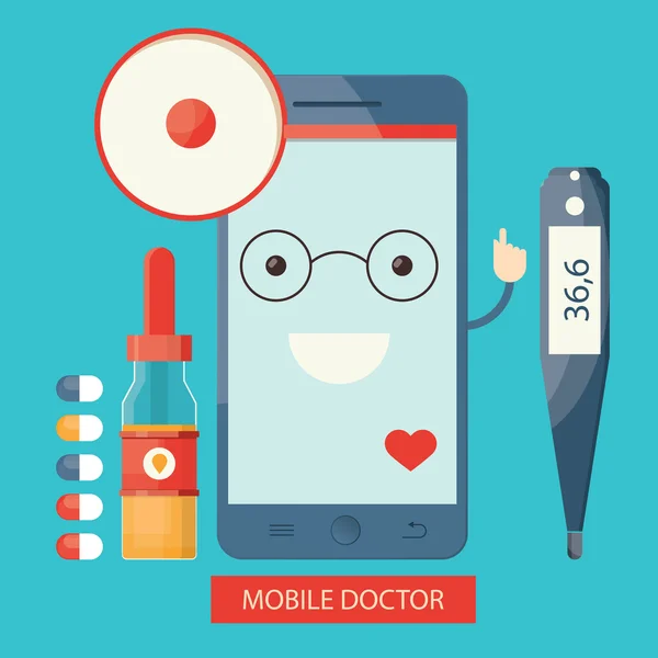 Moderna ilustración vectorial de servicios móviles de salud, en línea — Vector de stock