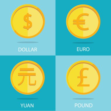 Altın renkli arka plan üzerinde modern vektör kümesi euro, yapmak