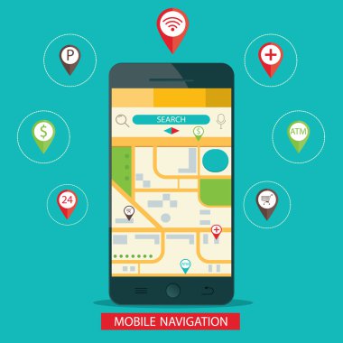 Mobil navigasyon modern vektör çizim