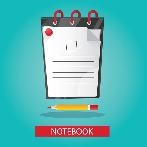 Moderne vectorillustratie van helderheid notebook met potlood op — Stockvector
