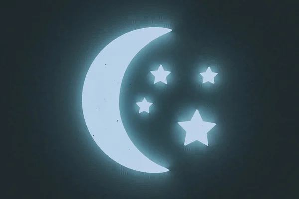 Grunge yarım ay ve yıldızlar arka plan — Stok fotoğraf