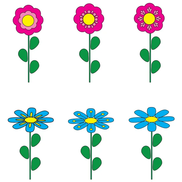 Collection flowers on white background — Stock Vector