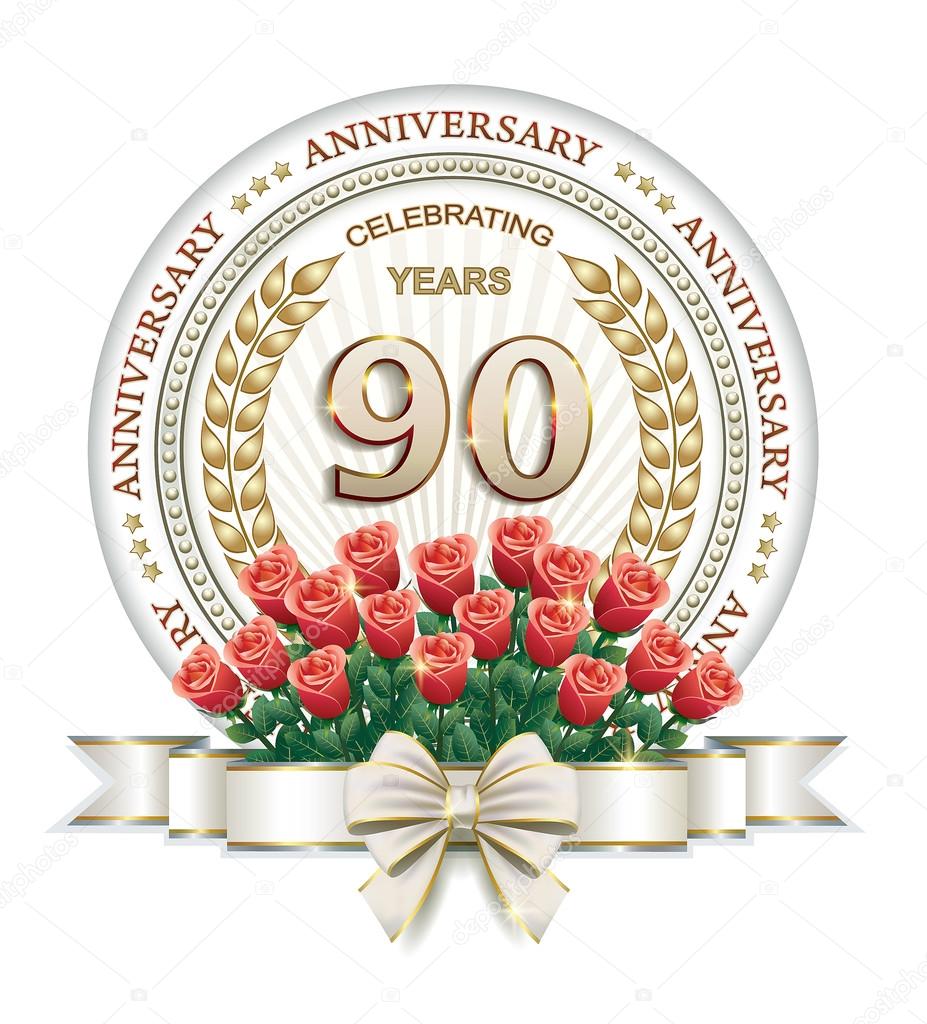 90-a-os-tarjeta-de-aniversario-con-rosas-vector-de-stock-seriga-100109892
