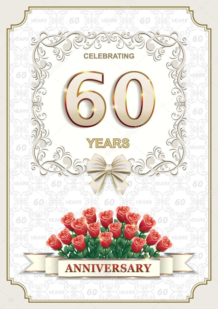 60 Ans Carte D Anniversaire Avec Roses Image Vectorielle Par Seriga C Illustration