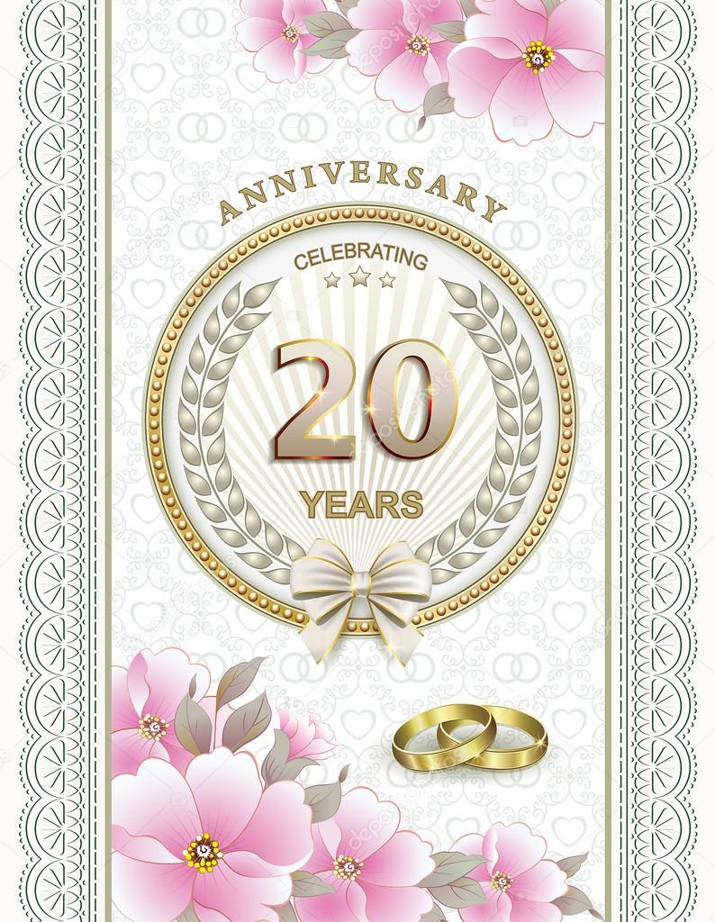 Saludo de boda 20 aniversario del matrimonio — Archivo ...