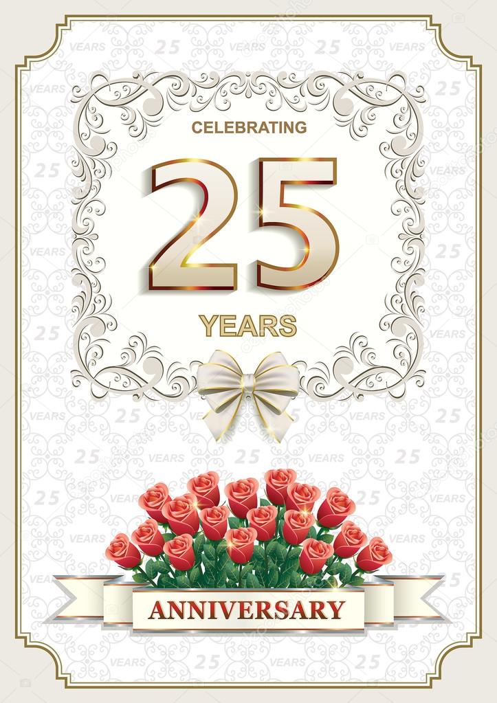 25 Jahre Jubiläum Karte mit Rosen — Stockvektor © seriga 99965632