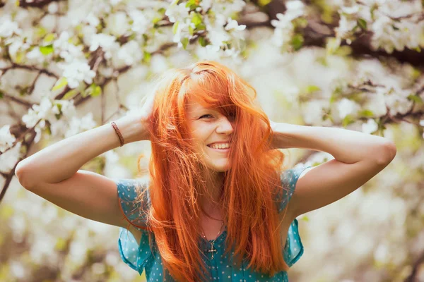 Happy Woman with Gorgeous Red Hair — Stock Photo, Image