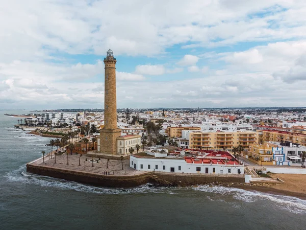 Chipiona Deniz Fenerinin Şehrin Panoramik Manzarası — Stok fotoğraf