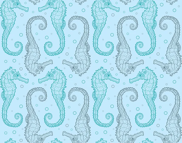 Seamless background pattern with seahorses — Stock Vector