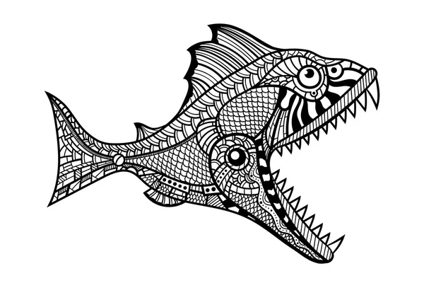 深海食肉鱼攻击 矢量图形