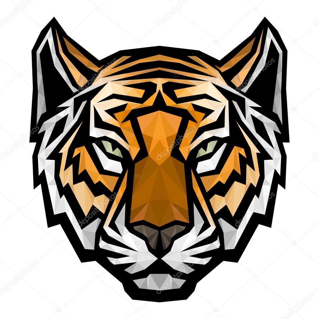 Tiger head logo mascot. Vector polygonal colored isolated illustration