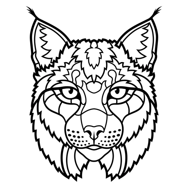 野猫猞猁吉祥物头孤立的素描线条艺术 — 图库矢量图片