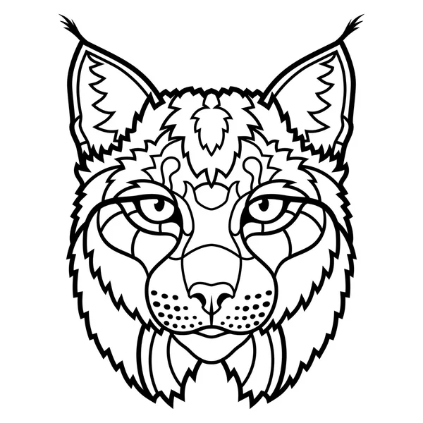 Wildcat lince mascote cabeça isolado esboço linha arte Ilustração De Stock