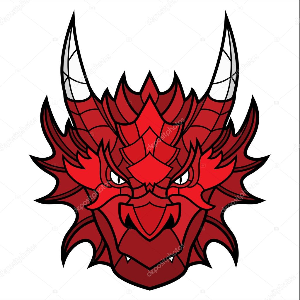 Dragon head mascot. This is isolated vector illustration ideal for a T-shirt graphic
