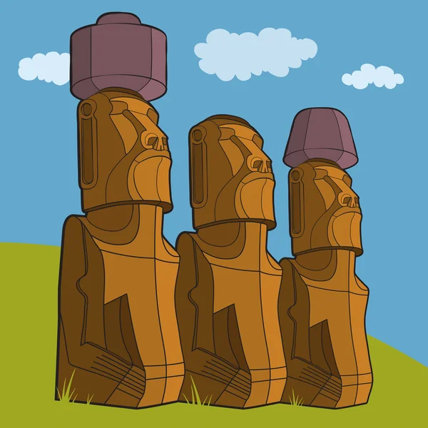 Paskalya Adası Rapa Nui heykelleri — Stok Vektör