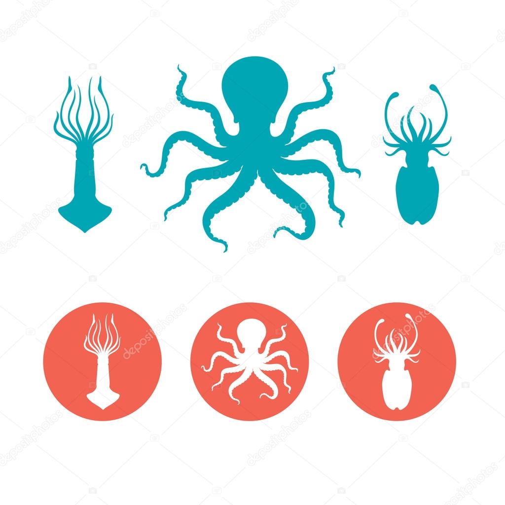 Set of the seafood flat icons