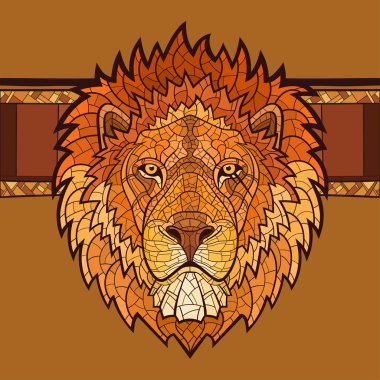 Aslan başı etnik süsleme ile