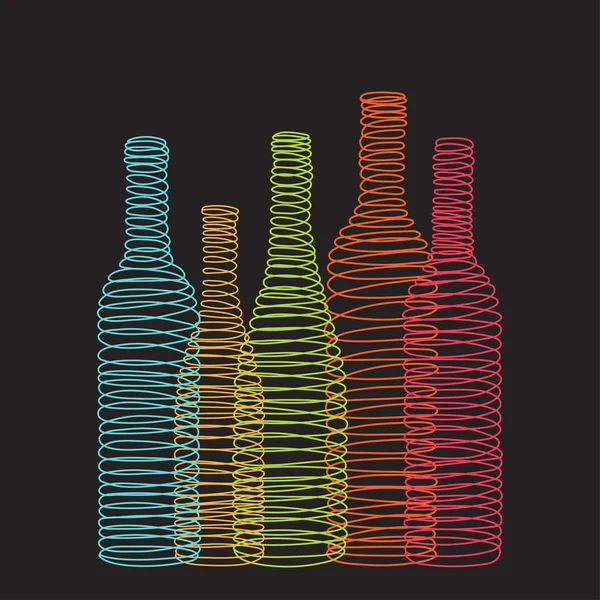 Abstrato isolado garrafas de vinho em espiral — Vetor de Stock