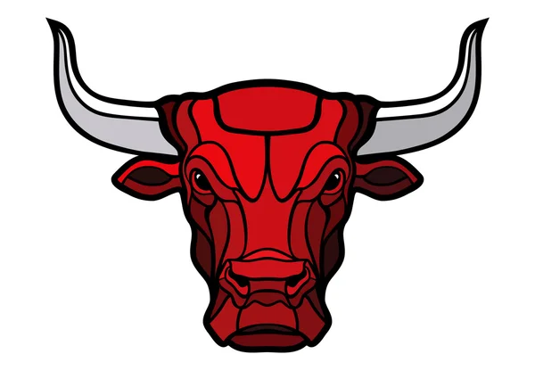 Toro mascota cabeza roja — Vector de stock