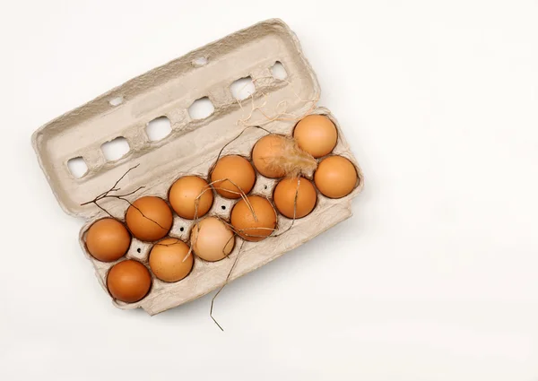 Gesunde Bauernhof frische Eier im Karton — Stockfoto